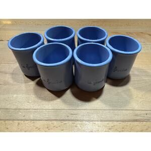 La Fermière Blue Terracotta Ceramic Yogurt Pots Jars - Lot of 6